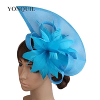 feather flower cocktail fascinator hat elegant bride women wedding chic headwear headband show race accessories ladies chapeau