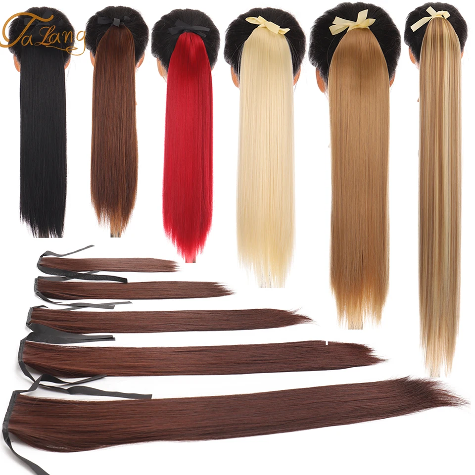

TALANG Long Curly Drawstring Ponytail Synthetic Hair Extensions Hairpieces straight hair Pony Tail Fake Hair Heat Resistant