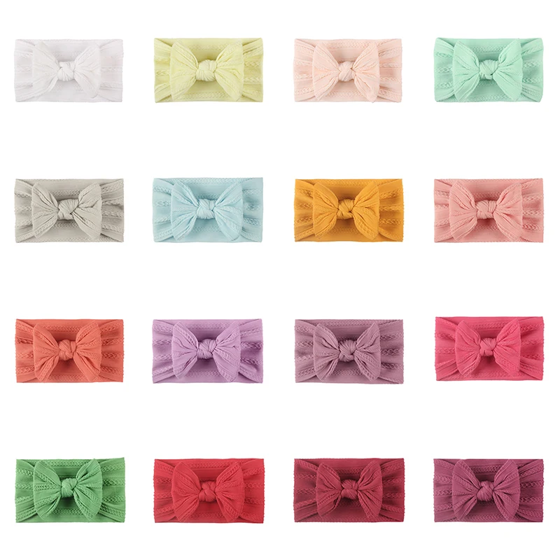 

Baby Headbands Cable Knit One Size Fit Most Hair Accessories Baby Headband Bow Headwrap 1Pcs Nylon Headband Wide Turban Nylon