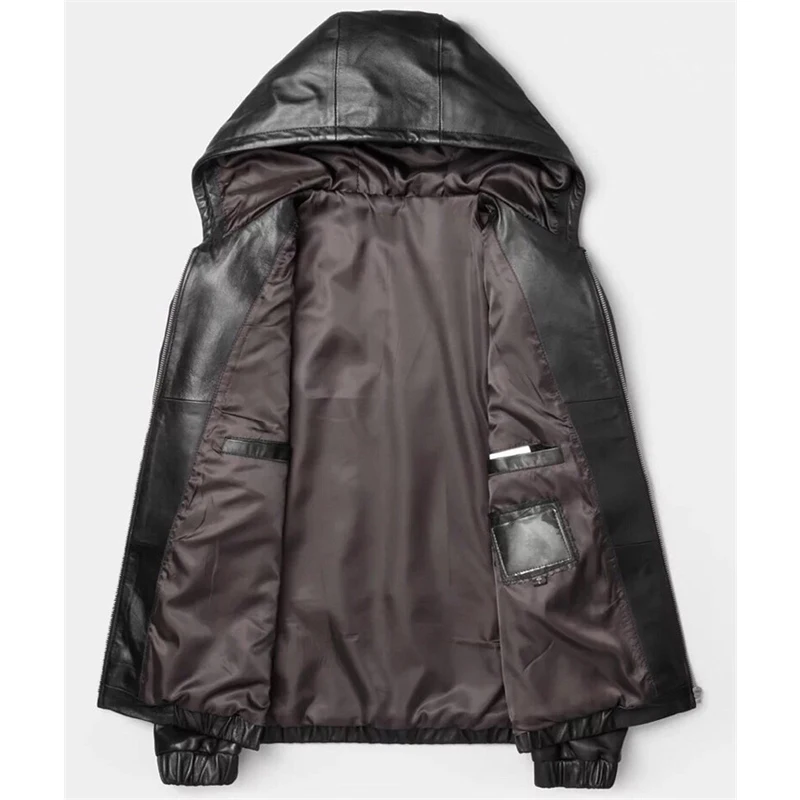 Pudi MT919 новые модные мужские куртки и пальто короткие с капюшоном настоящие жакеты из овечьей кожи Верхняя одежда из натуральной кожи