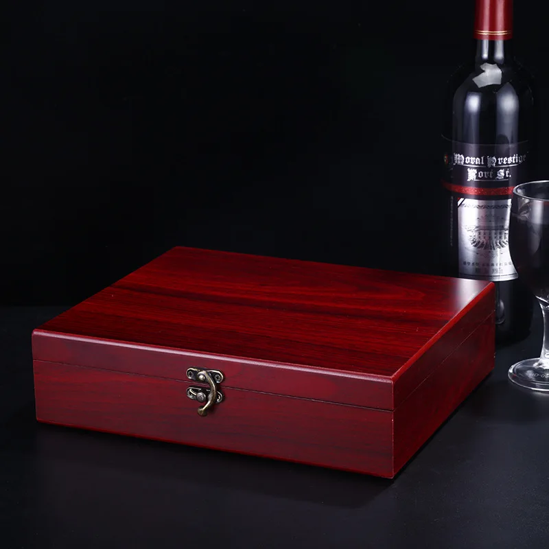 

High-end Wine Corkscrew Sets with Red Wood Case 9-PCS Manual Opener Set Corkscrew Pourer Gadgets Tools Gift Drinking Wine Opener