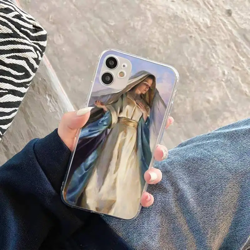 

Virgin Mary Christian Christmas Phone Case Transparent for iPhone 11 12 mini pro XS MAX 8 7 6 6S Plus X 5S SE 2020 XR