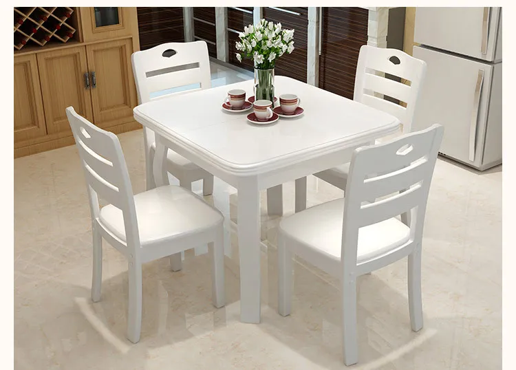 Современный раздвижной квадратный стол из цельной древесины|Обеденные столы| |