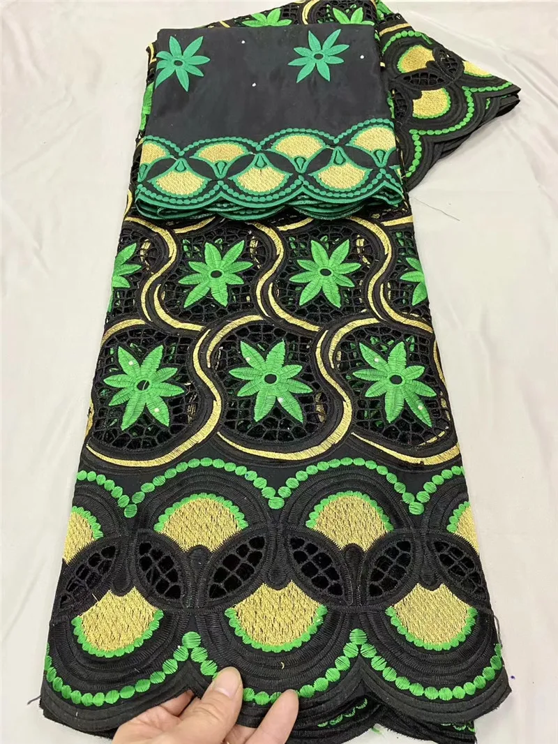 

5+2yards african cotton lace fabric with headcraf good quality fashion swss voile lace for party dress KC12021