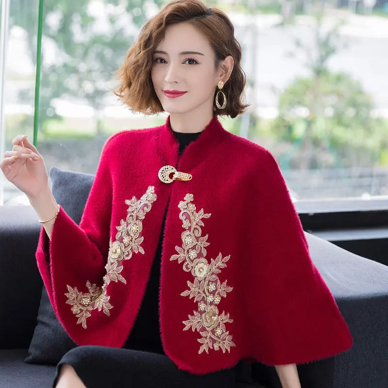 Заводская цена изящный женский свитер из искусственного меха норки шали с