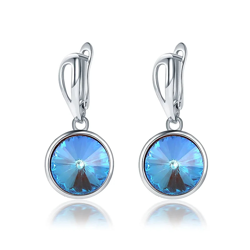 Новые Круглые разноцветные висячие серьги из натурального циркония женские