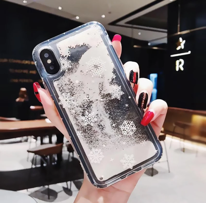 H Прекрасный Рождественский чехол для iPhone 7 8 6 6S Plus Мягкий ТПУ зыбучий песок чехол для iPhone X Xr Xs максимальный чехол год - Цвет: H