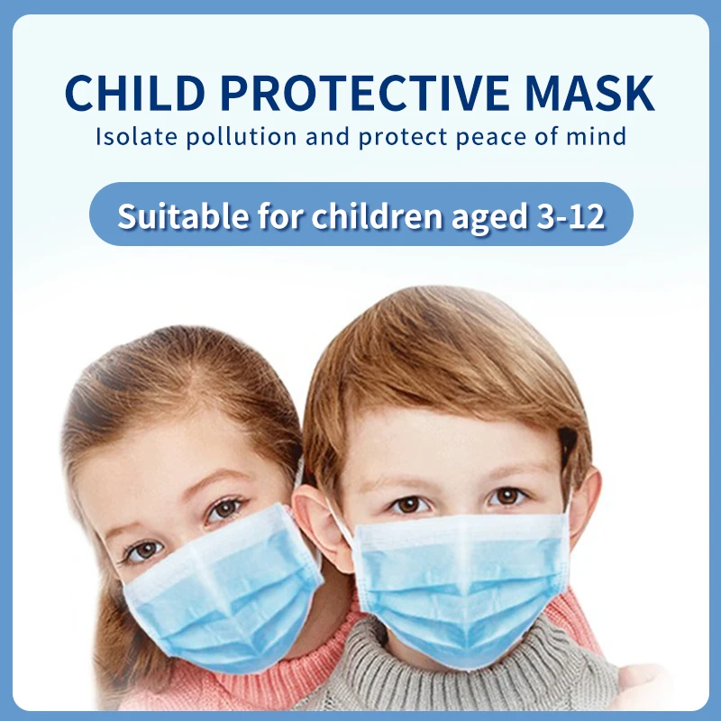 50 шт./лот 3-слойная одноразовая маска для лица детей и взрослых защиты от пыли