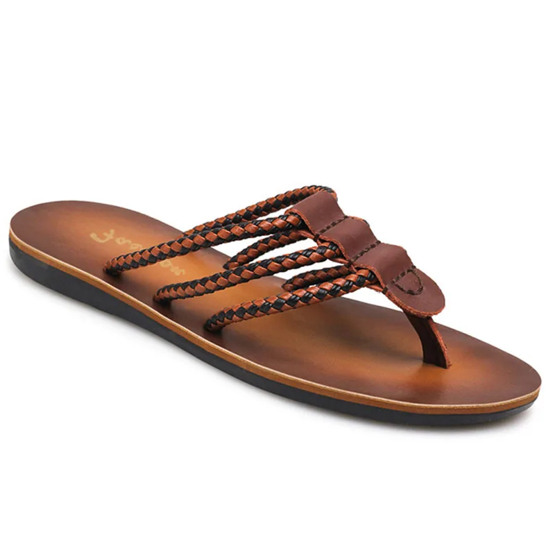 Мужские летние Вьетнамки сандалии Шлепанцы из натуральной кожи повседневная