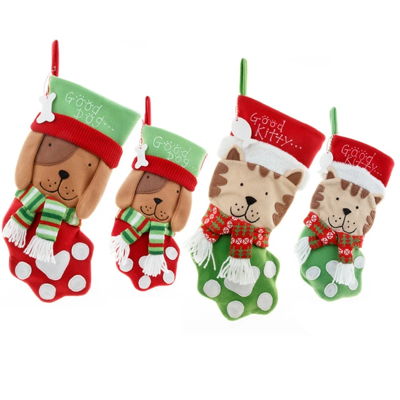 

New Christmas Decoration Pendant Cat's Paws Pet Candy Bag Gift Bag Christmas Stockings Elf Christmas Decoration