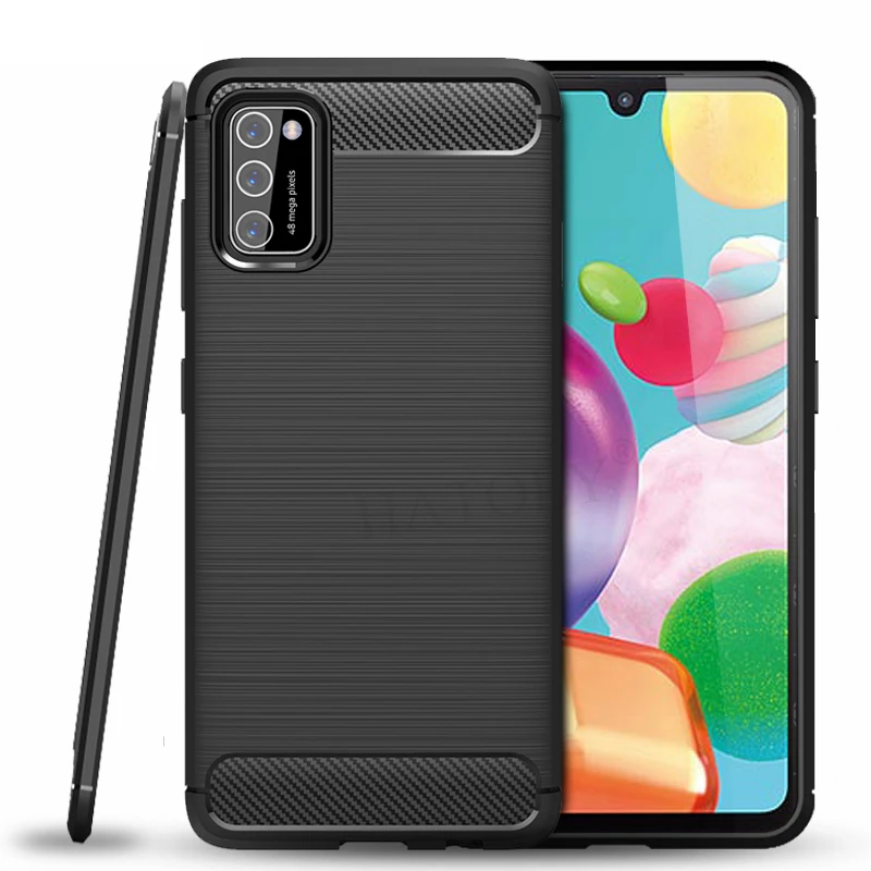 Чехол для Samsung Galaxy A41 Мягкая силиконовая задняя крышка углеродное волокно