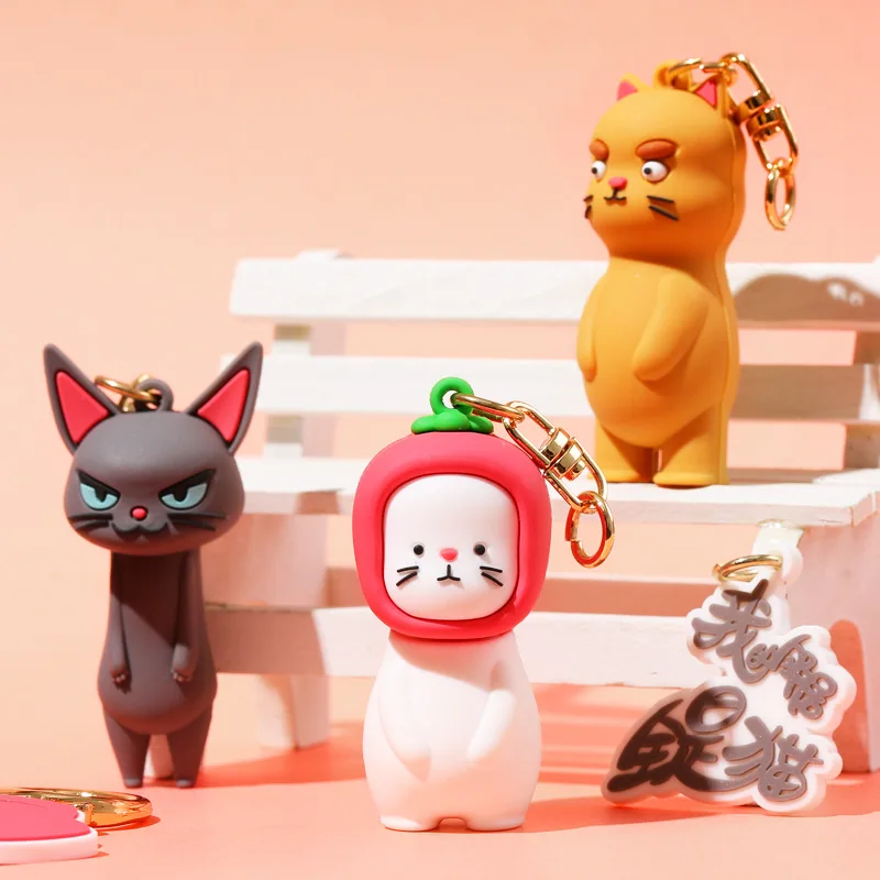 Высокое качество модный милый мультяшный Кот кулон кольцо для ключей милая