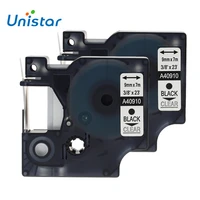unistar 2pcs compatible for dymo labeling machine refill label tape 9mm black on clear 40910 printer ribbon label maker s0720670