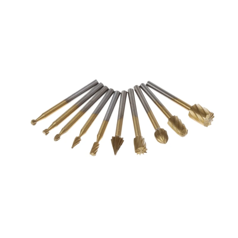 

10Pcs 1/8Inch Shank Milling Rotary File Burrs Bit Locator Set Wood Carving Rasps W0YD