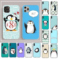 yndfcnb cute lovely penguin phone case for iphone 13 11 12 pro xs max 8 7 6 6s plus x 5s se 2020 xr case