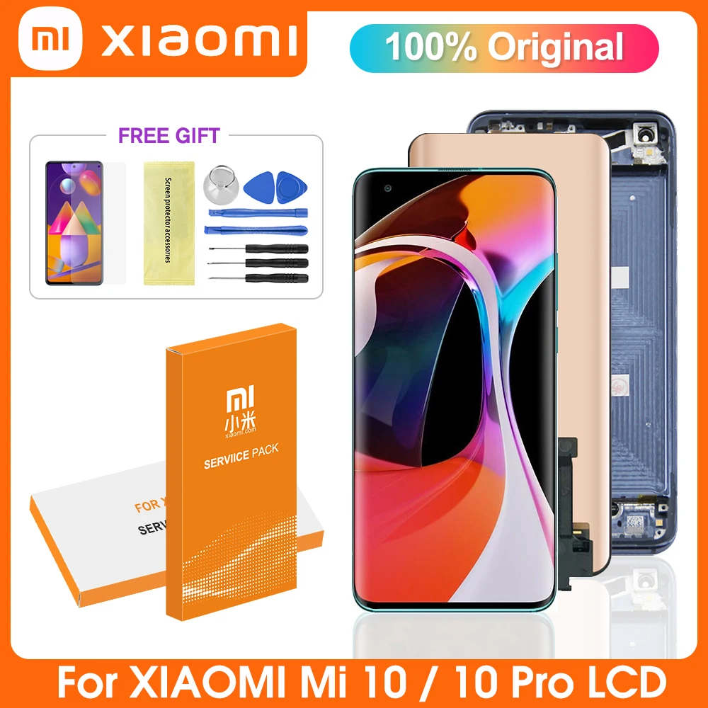 

6,67 "Оригинальный Xiaomi Mi 10 Mi10Pro ЖК-дисплей сенсорный экран дигитайзер в сборе для Mi10 Xiaomi10 Ремонт экрана