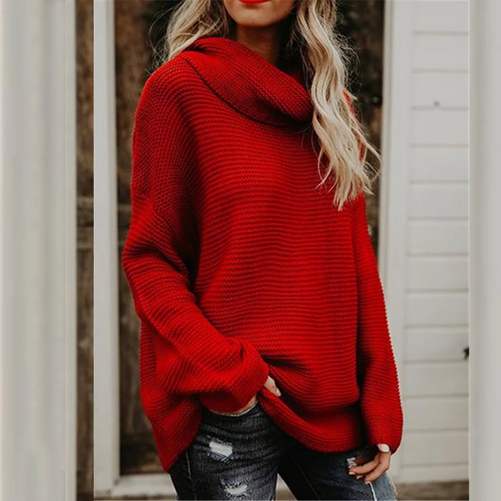 Women Vintage Turtleneck Sweater Autumn Winter Casual Loose Solid Knitted Pullovers Jumper Thick Knitting | Женская одежда