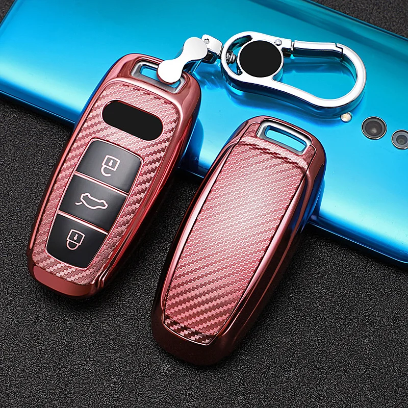Углеродное волокно Стиль Премиум мягкий ТПУ автомобильный чехол для брелка с
