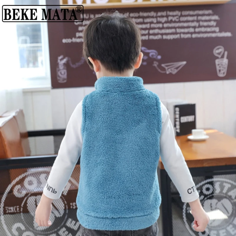 Kids Boys Vests 2021 Winter Thicken Fleece Sleeveless Jackets For Teenage Boys School Coats Cartoon Pattern Children Clothing