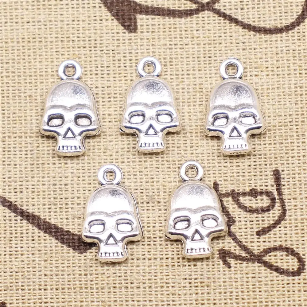 

Designer Charms DIY 20pcs 18x11mm Antique Silver Color Skull And Crossbones Charms