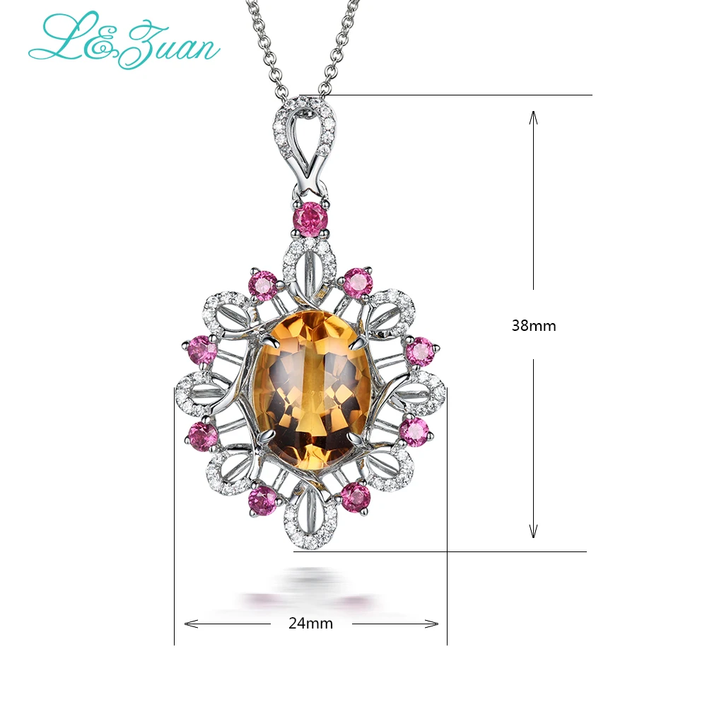 Женская цепочка из серебра 925 пробы с натуральным Цитрином | Украшения и