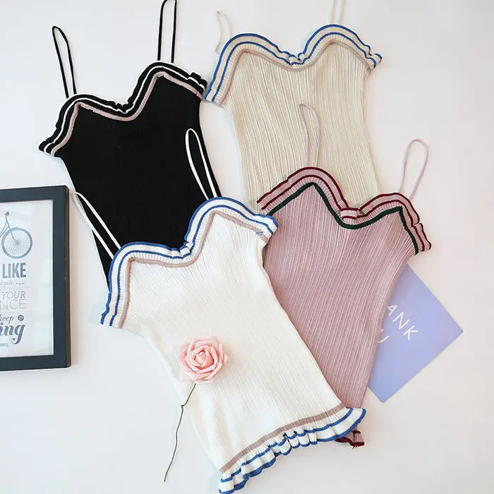 

Women Corset Tops Women's Knitted Camisole Short Summer Sleeveless Vest Top Clothes Tank Camis Crop Top For Women