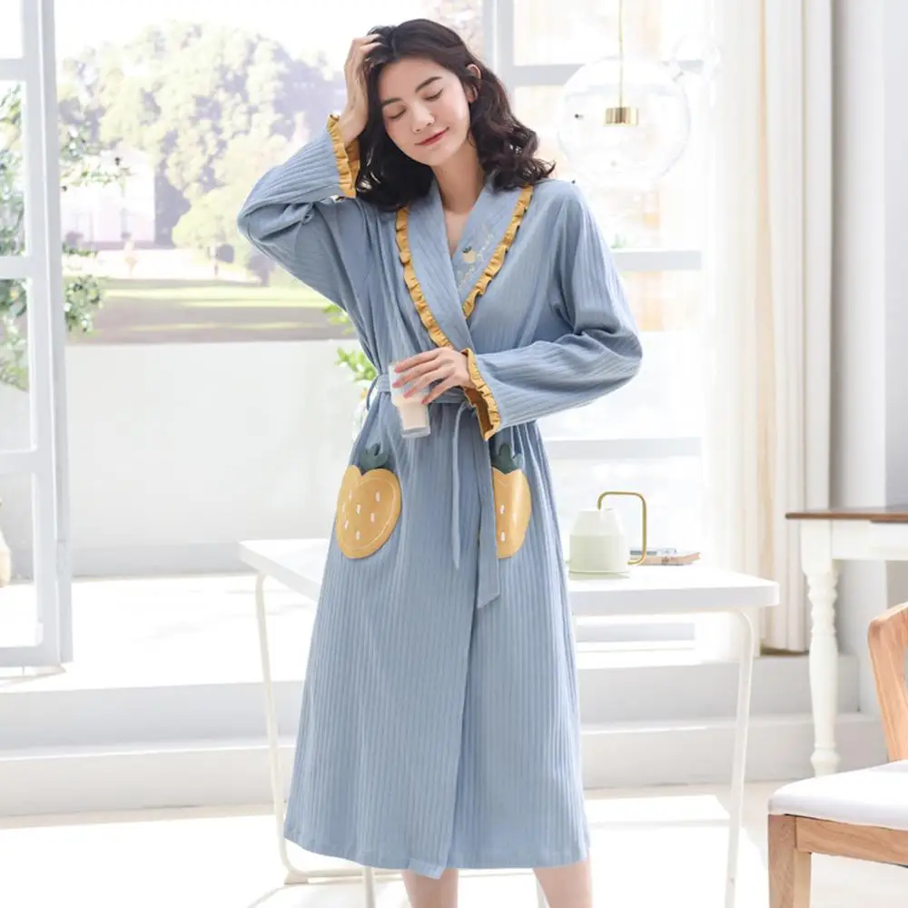 Женская ночная рубашка Dyeansee хлопковый Халат с длинным рукавом халат 2020|Халаты| |