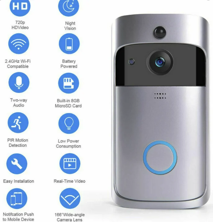 Original Official V5 Video Doorbell Smart Wireless WiFi Security Door Bell Visual Recording | Безопасность и защита
