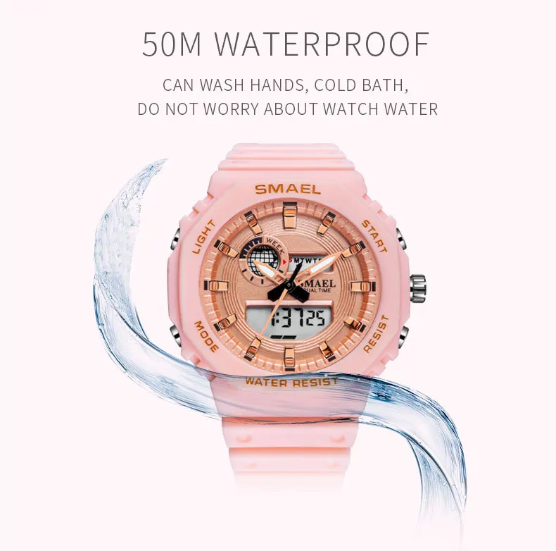 Watches For Women SMAEL Watch Waterproof Back Light LED Clock Alarm Stopwatch Ladies Wristwatches Gift 8037 Luxury Watch Women