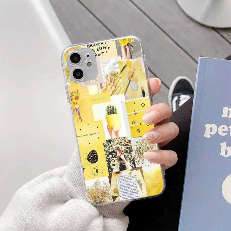 

Yellow Stitching Fashion Cover Phone Case For Iphone11 12 Pro Max SE 2020 6s 7 8 Plus Xs Max Xr Transparent Soft Silicone Cover