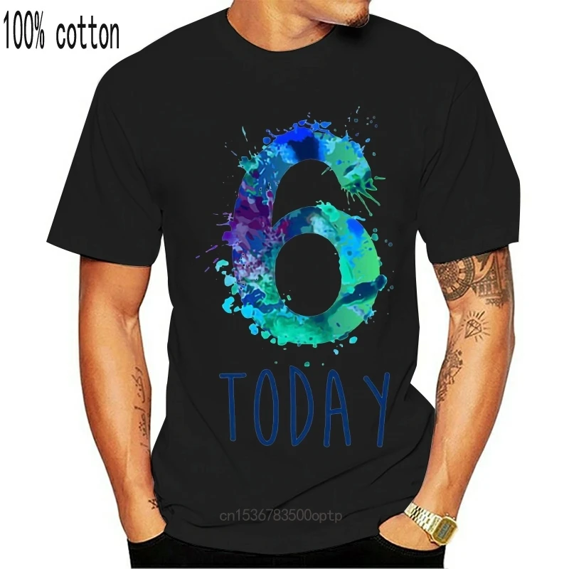 

New Kids Paint Number Six T-Shirt - 6Th 6 Years Birthday Today Gift Top Boys Girls Tee Shirt