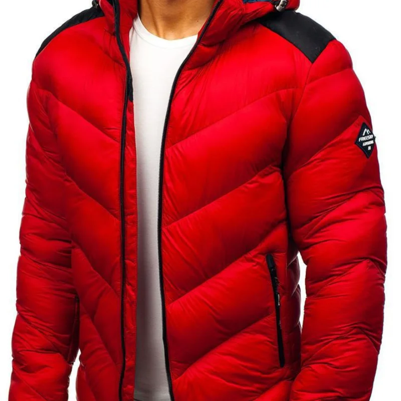 Autumn Winter Men's Parka Jacket Warm Padded Hoodies Male Overcoats Thick Zipper Cardigan Solid Black Fashion Windproof Coat