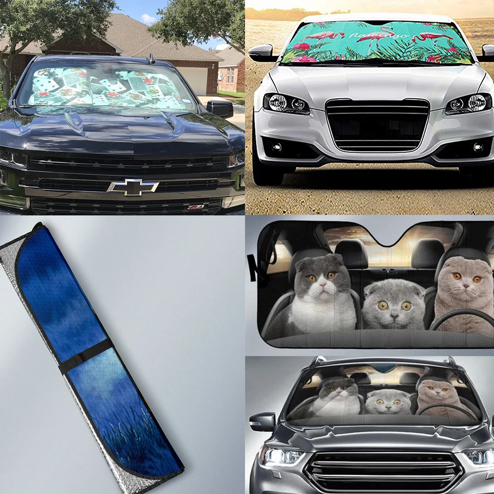 INSTANTARTS 3D Animal Cat Design Car Sun Shade Windshield for Cars Heat Reflector Sunshade Cover | Автомобили и мотоциклы