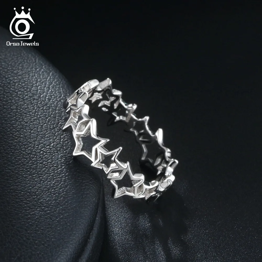 ORSA JEWELS 100% Настоящее 925 пробы Серебряное женское кольцо на палец с выдолбленной