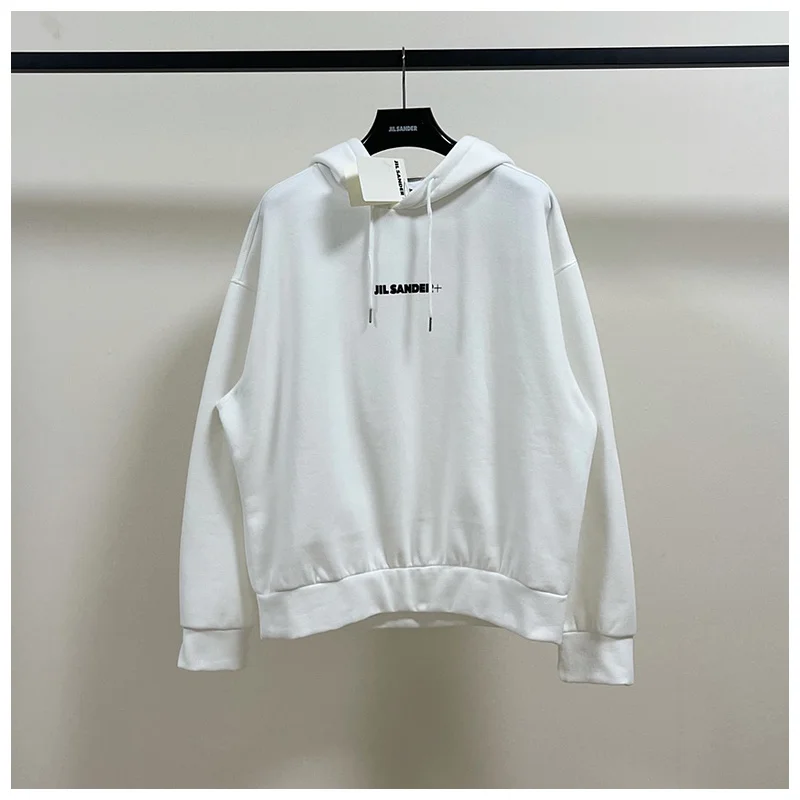 

Толстовка JIL SANDER в европейском простом стиле для мужчин, толстовка с длинными рукавами и буквенным принтом, Женская толстовка с флисовой под...