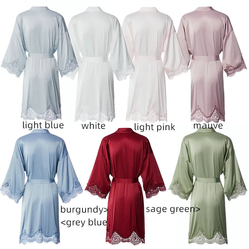

Satin Lace Robe bridal robes with lace bridesmaid robes robes for women solid robe wedding party robes bridesmaid robes