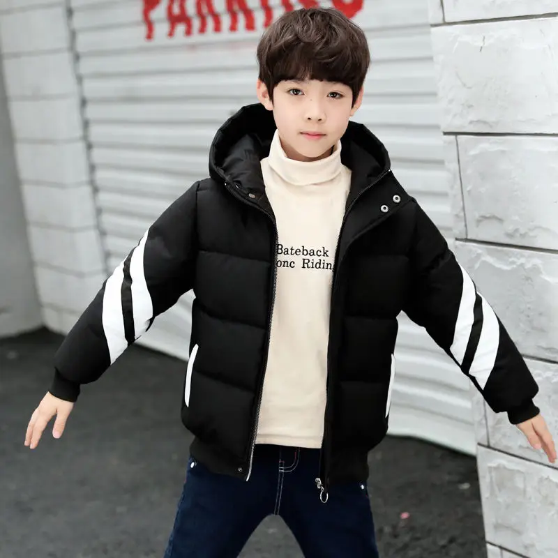

Winter Polyester Jacket For Boy New 2021 Korean Version Western Style Thickening Keep Warm Windproof Hooded Children's Clothing