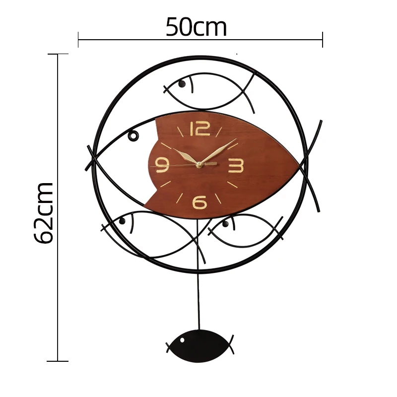 

Nordic Design Metal Wall Clock Living Room Hanging Fish Shaped Wall Clocks Silent Personality Zegar Na Sciane Home Decor EF50WC