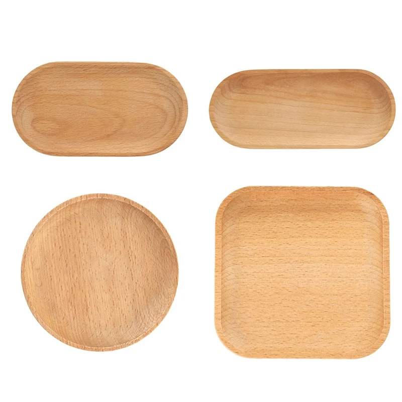 

Japanese Style Dessert WoodenTray Snack Plate Beech Round Plate For Candy Mini Solid Round Cake Dish Small Dinner Plate
