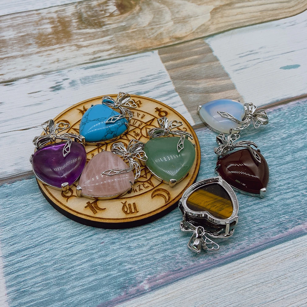 

Natural Crystal Stone Pendants Ornament Rose Quartz Amethyst Opal Reiki Healing Couple Pendants Necklace Jewelry for Women Men