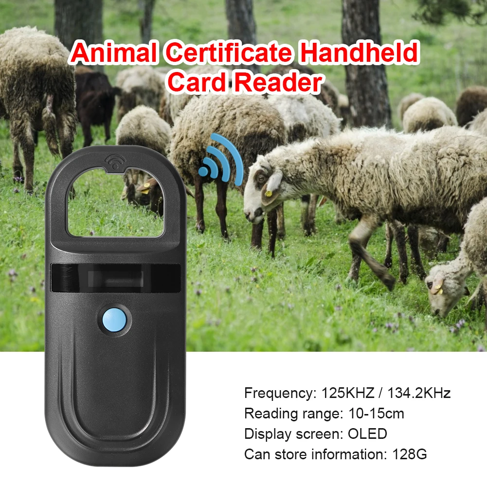 

ID Chip Scanner Pet Certificate Handheld USB Dog Cat Animal Identification Tube Tag Card Reader Chip Transponder