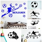 Пользовательское имя наклейка на стену футбольный мяч виниловая настенная художественная настенная бумага декор для детской комнаты Мальчики комната Спальня украшение Наклейка Фреска