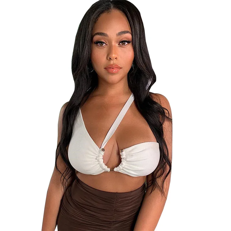 

2020 Spring and Summer Sexy Tops New Women's Shoulder Belt Plain Irregular Strapless Bra One Piece