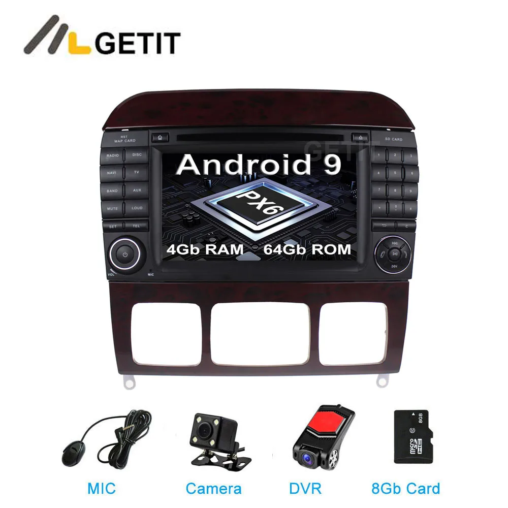DSP 64G PX6 Android 9 Автомобильный DVD стерео радиоплеер gps для Mercedes Benz S Class W215 W220 S320 S400 S420 S430 S280 S350