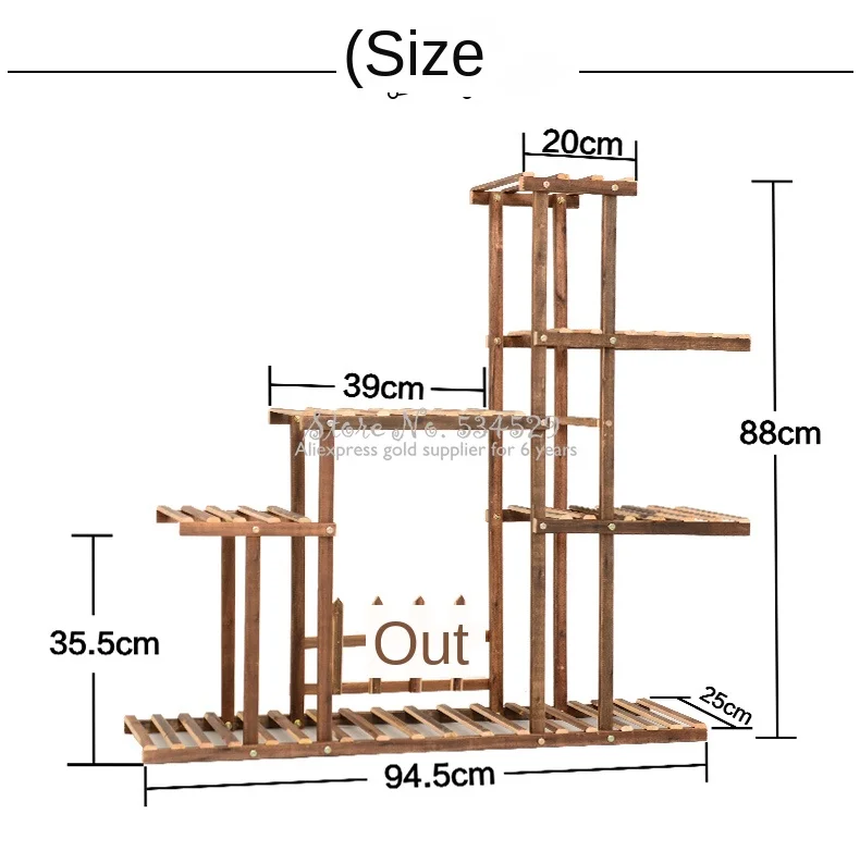 

25% Carbonized wood Damp-proof Antiseptic Flower Rack Multi-layer Plant Stand Shelves Garden Patio Balcony with Planting tools