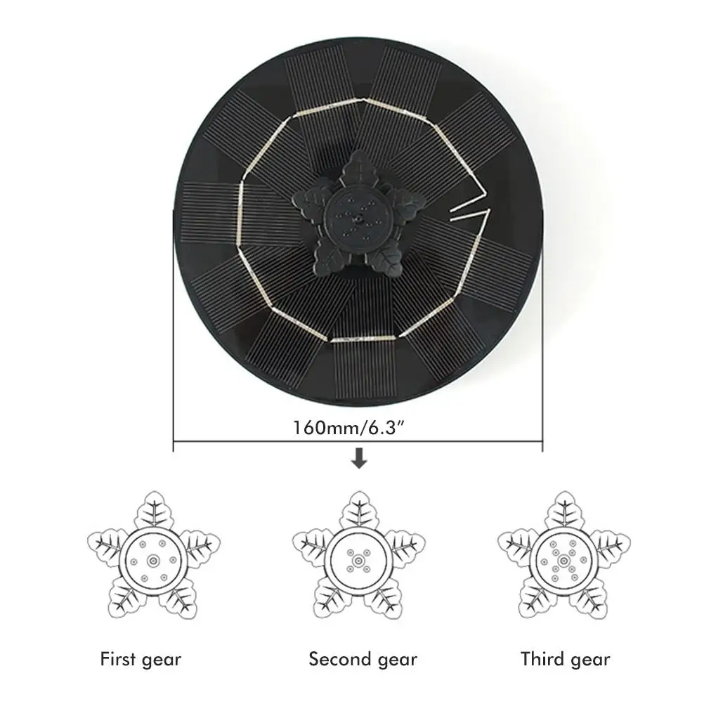 

Multifunctional 5V 3W Petal Solar Fountain Three-Speed Switching Nozzle Solar Fountain Water Pump Floating Water Fountain