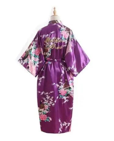 Новинка фиолетовое свадебное дизайнерское кимоно для свадьбы женское атласное