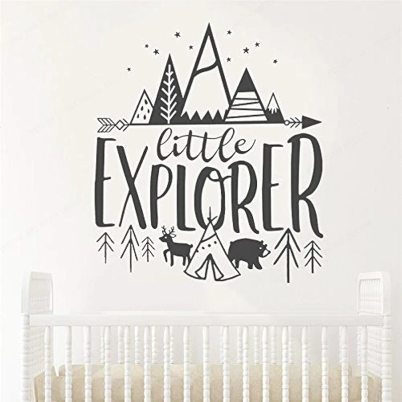 

Nordic Style Little EXPLORER Mountain Star Arrow Art Wall Decal Nursery Kids Room Decor Murals Removable Vinyl WallStickerHL132