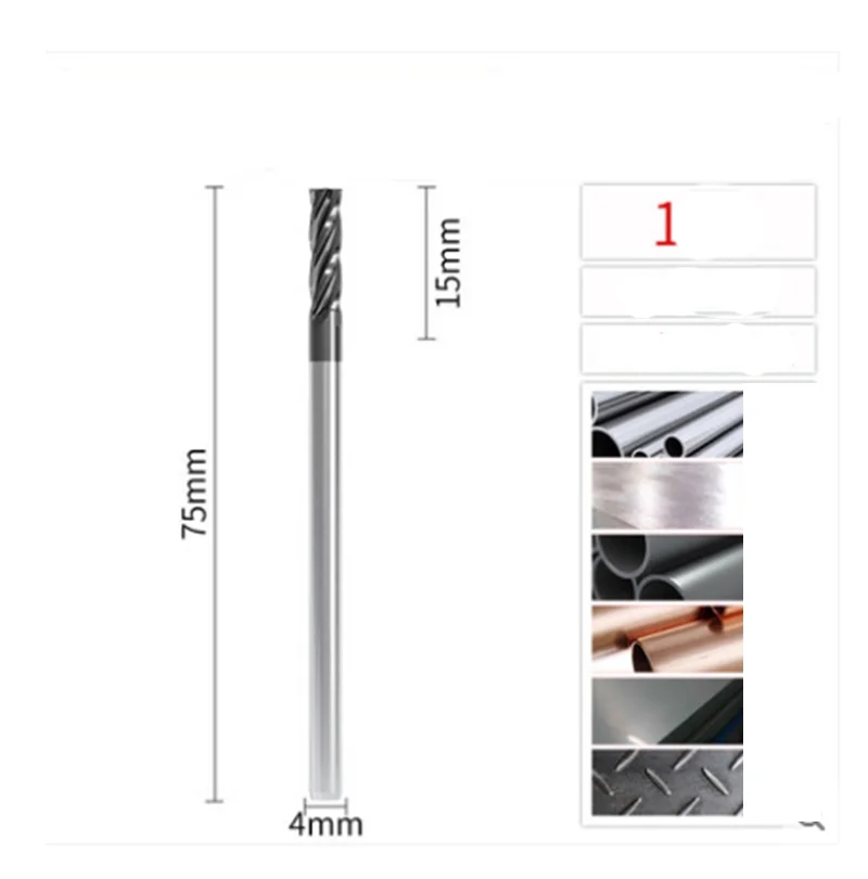 4.0*75MM Tungsten Steel Milling Cutter CNC Carbide Stainless Straight Shank End 45 Degrees 1PC New | Инструменты
