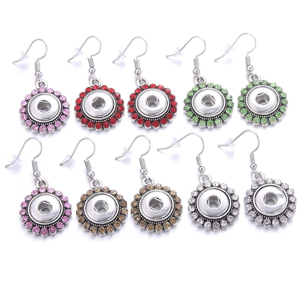 

Wholesale Rhinestones Snaps Earrings 12mm Snap Earrings Button Earrings Ear hook style Earring fit 12mm Snap Buttons